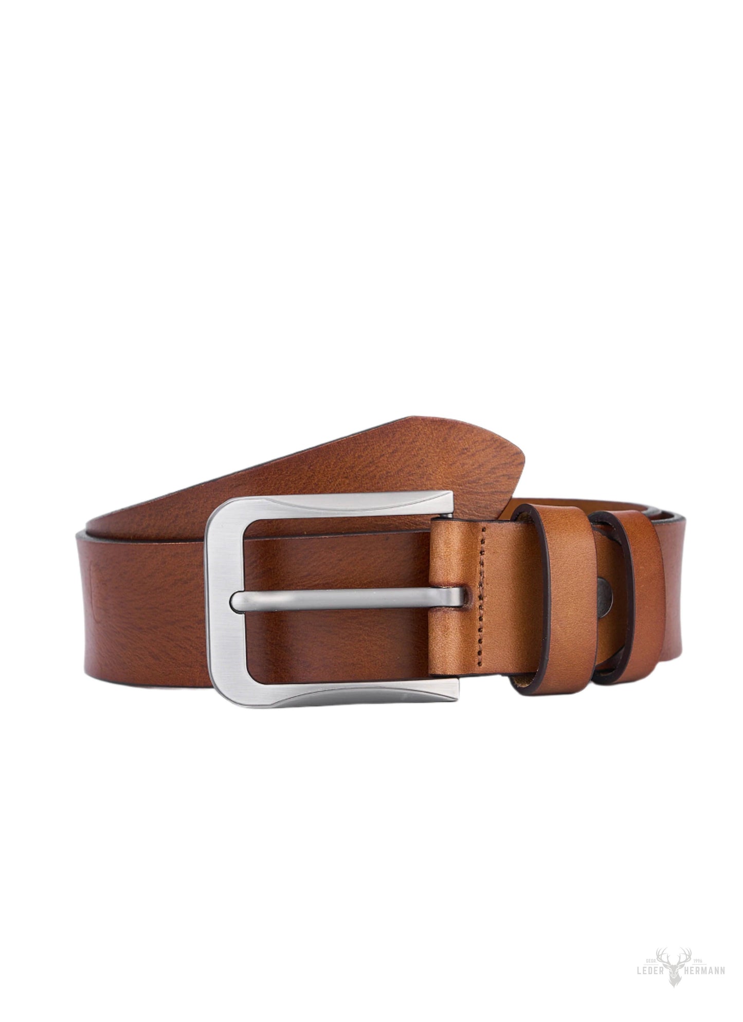 Luxuriöse Herrengürtel Leder - Vollleder in Cognacfarbe - Langlebige und elegante Herren Gürtelschnalle mit Vintage-Muster
