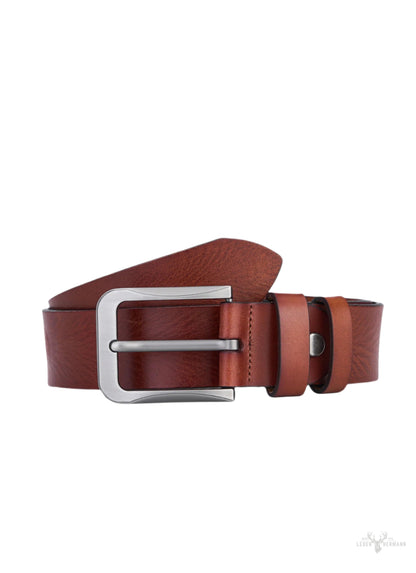 Luxe Rundleder-Gürtel für Herren - Vollleder mit Vintage-Muster - Langlebig und Elegant Braune Lederqualität