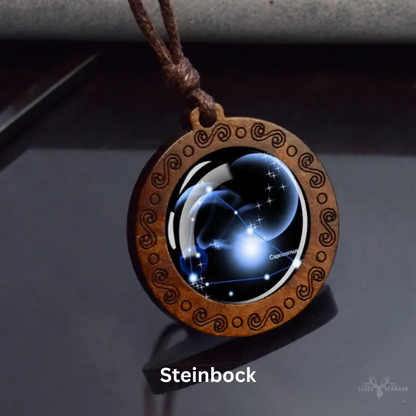 Sternzeichen Halskette mit verstellbarerem Echt Lederband