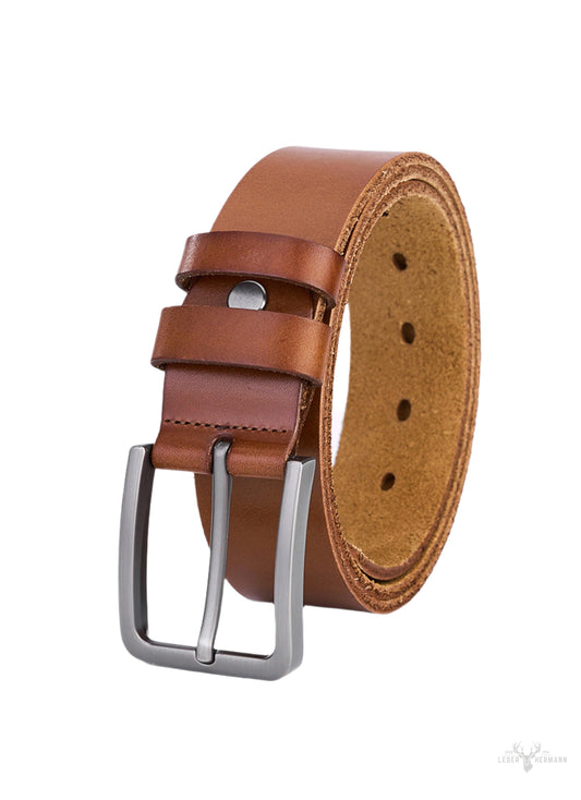 Elegante Hochwertige Rindledergürtel - Vollleder in Cognac, Luxus-Lederhosegürtel, Robuster und Langlebiger Herren-Gürtel