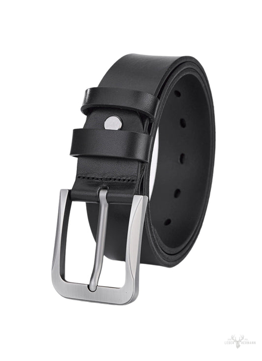 Luxe Rundleder Gürtel für Herren - Vollleder Schwarz - Langlebig und Elegant - Vintage Muster für einen Zeitlosen Look