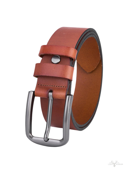 Luxe Rundleer-Gürtel für Herren - Vollleder Braun - Hochwertiger und Langlebiger Ledergürtel