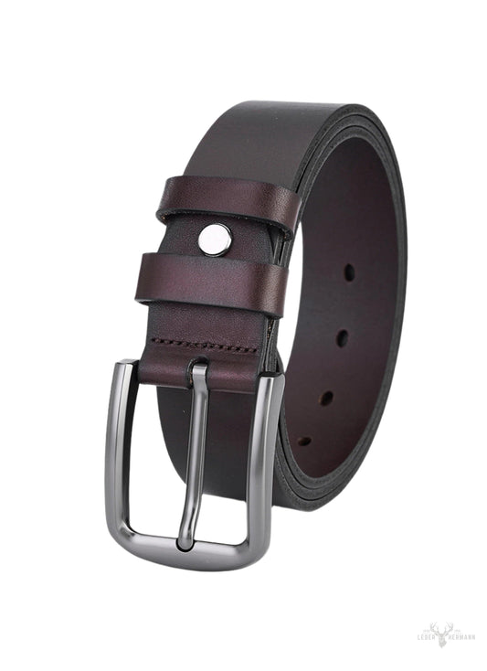 Luxe Dunkelbrauner Rindledergürtel – Hochwertiger Vollledergurte für Herren – Robust und Elegant