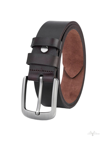 Elegante dunkelbraune Rundlederen Herrenriem – Vollleder und langlebiges Ledergürtel