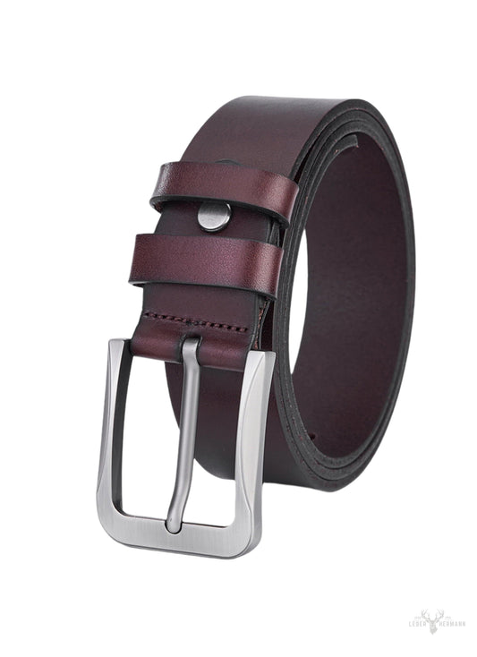 Luxus Rundleder Gürtel für Herren - Vollleder in Dunkelbraun - Nachhaltiges & Vintage Design - Premium Leder Ledergürtel für einen zeitlosen Look