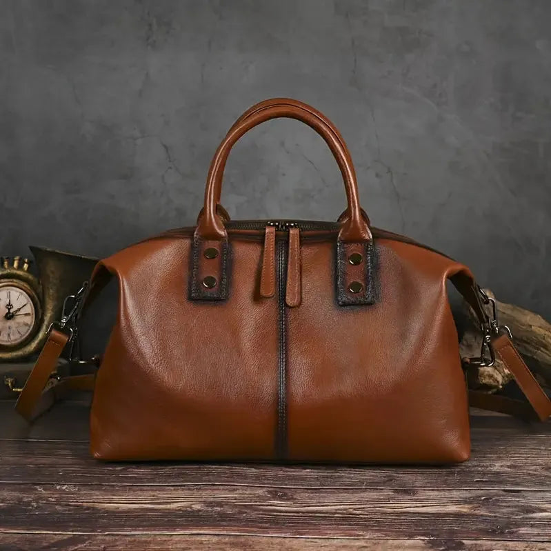 Vintage Marke: Damen Lederhandtasche in Braun