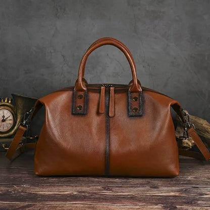 Elegante Vintage-Echtleder-Handtasche für Damen