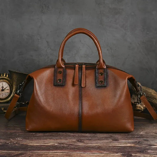 Elegante Vintage-Echtleder-Handtasche für Damen