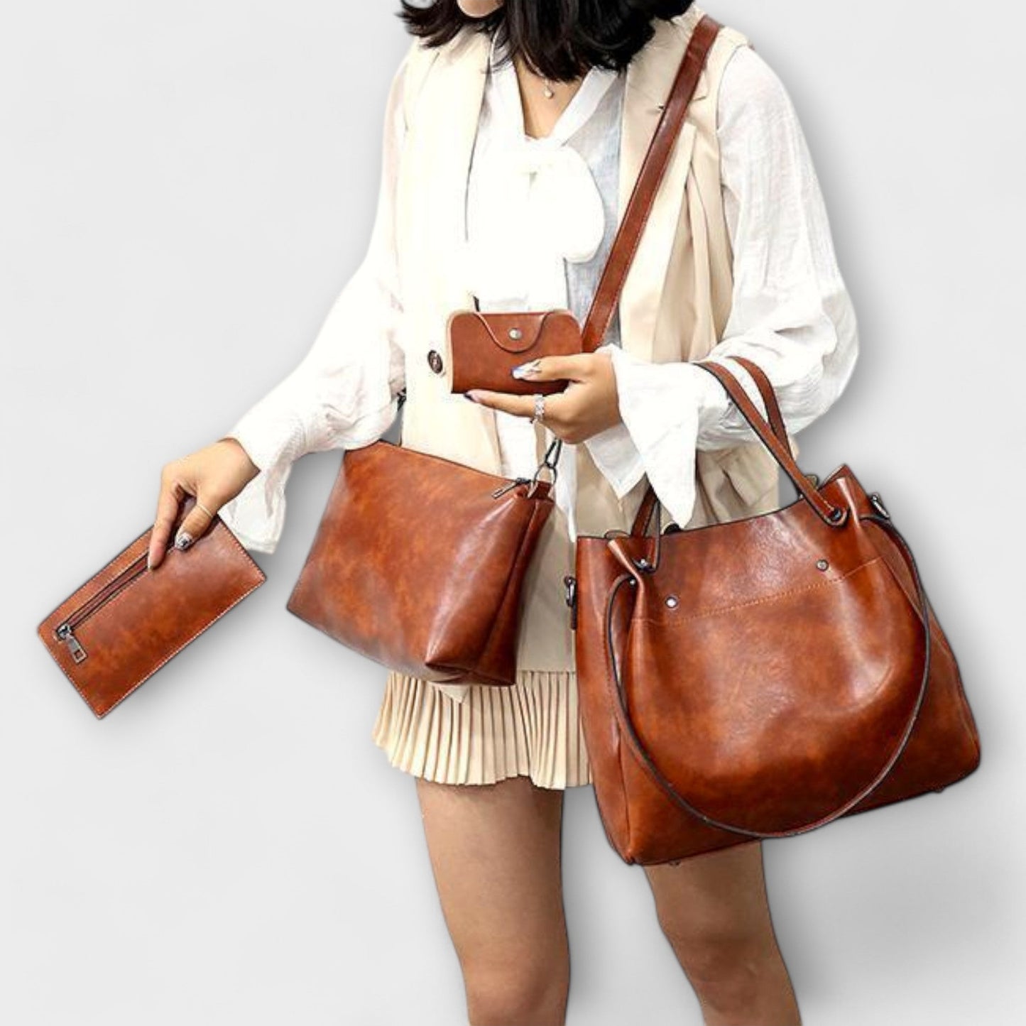 Azura - 4-teiliges Vintage Leder Taschen-Set