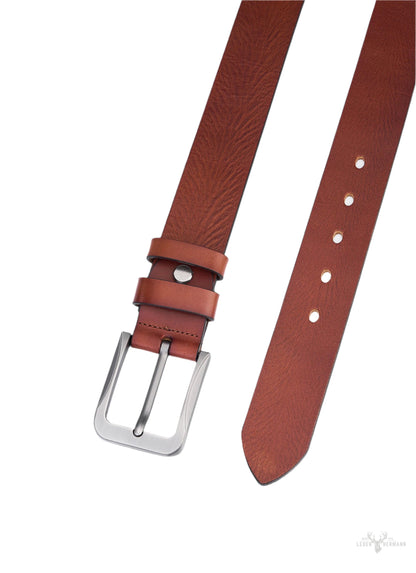 Luxe Rundleder-Gürtel für Herren - Vollleder mit Vintage-Muster - Langlebig und Elegant Braune Lederqualität
