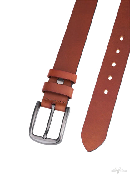 Luxe Rundleer-Gürtel für Herren - Vollleder Braun - Hochwertiger und Langlebiger Ledergürtel