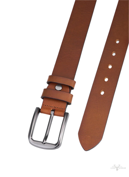 Luxus Cognac Rundleer Gürtel - Hochwertiges Vollleder für Tragekomfort und Haltbarkeit - Premium Herren Gürtel