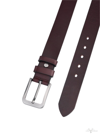 Luxus Rundleder Gürtel für Herren - Vollleder in Dunkelbraun - Nachhaltiges & Vintage Design - Premium Leder Ledergürtel für einen zeitlosen Look