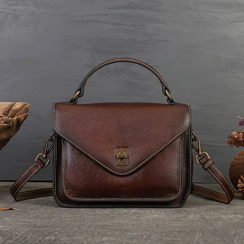 Elegante echte Leder Retro Posttasche für Damen