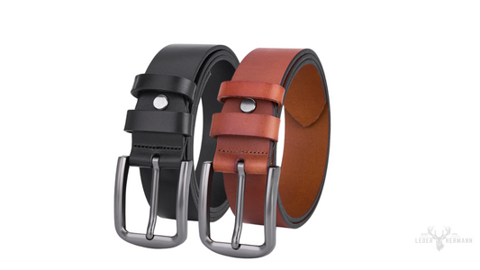 Luxe Paar Rindleder Gürtel - Schwarz & Braun - Vollleder & Nachhaltig - Premium Herren Gürtel für Stil und Komfort