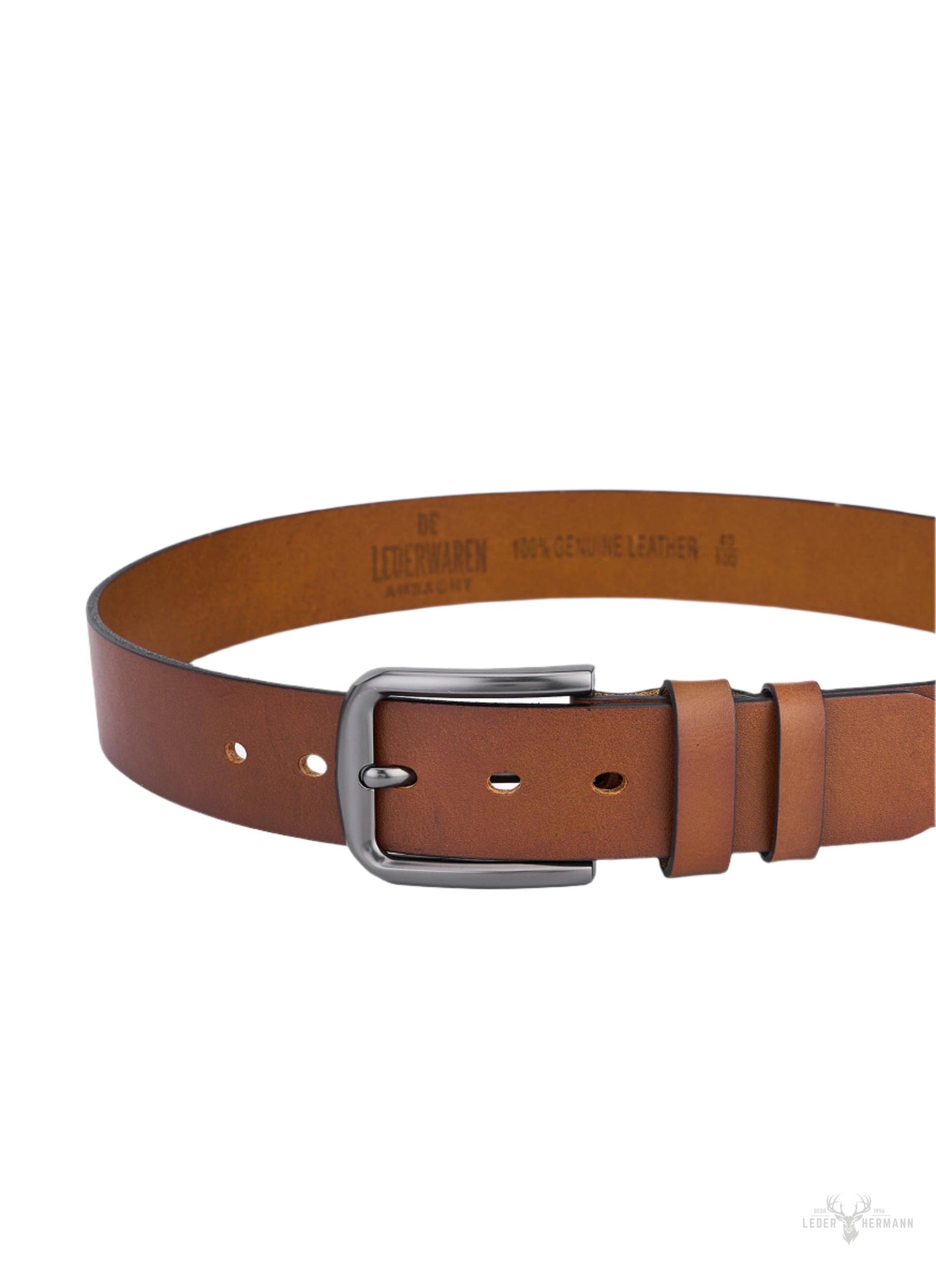 Luxus Cognac Rundleer Gürtel - Hochwertiges Vollleder für Tragekomfort und Haltbarkeit - Premium Herren Gürtel