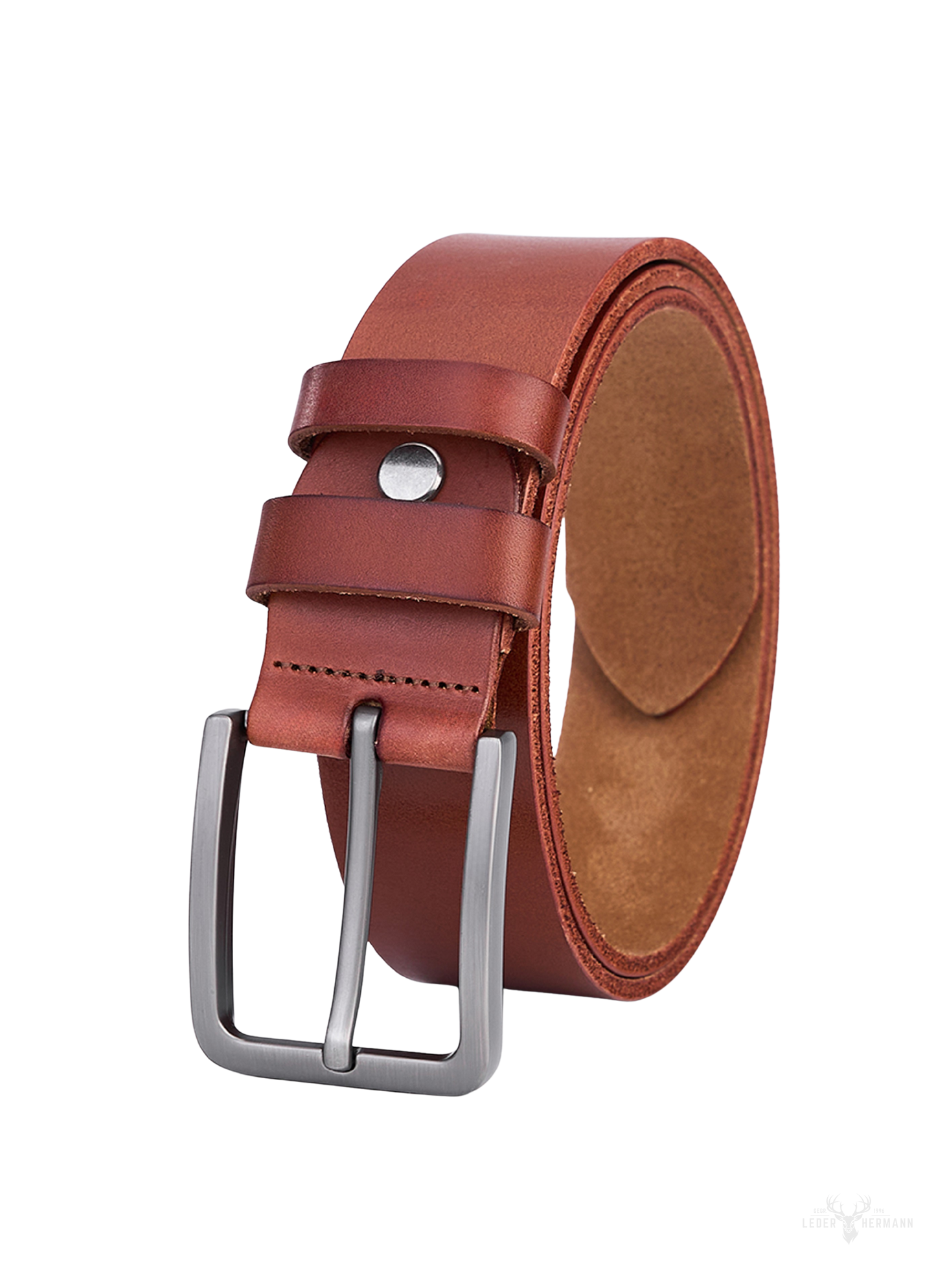 Luxe Rundleder Gürtel für Herren - Vollnarbenleder - Stilvoller Brauner Ledergürtel - Robuste und Langlebige Gestaltung