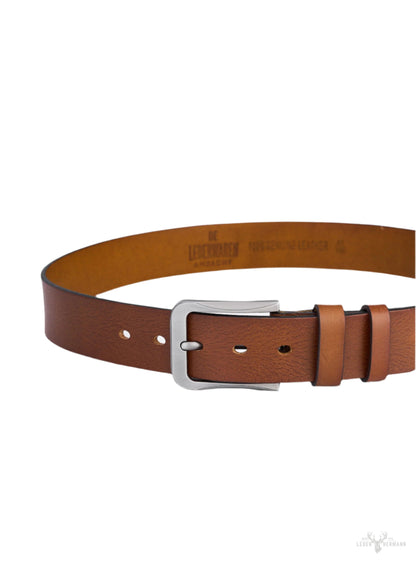 Luxuriöse Herrengürtel Leder - Vollleder in Cognacfarbe - Langlebige und elegante Herren Gürtelschnalle mit Vintage-Muster