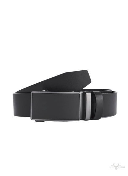 2-teiliges Luxus-Dichthandeligen Rindleder-Taillegürtel-Set mit Automatikschließe - Schwarz & Braun - Vollleder - Robust und stylish für Herren