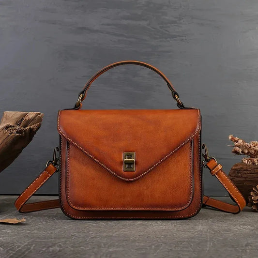 Elegante echte Leder Retro Posttasche für Damen