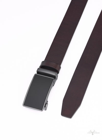 Luxe Brauner Rundleder Gürtel mit Automatikverschluss – Vollleder Lederhose Gürtel für Langlebigkeit und Eleganz