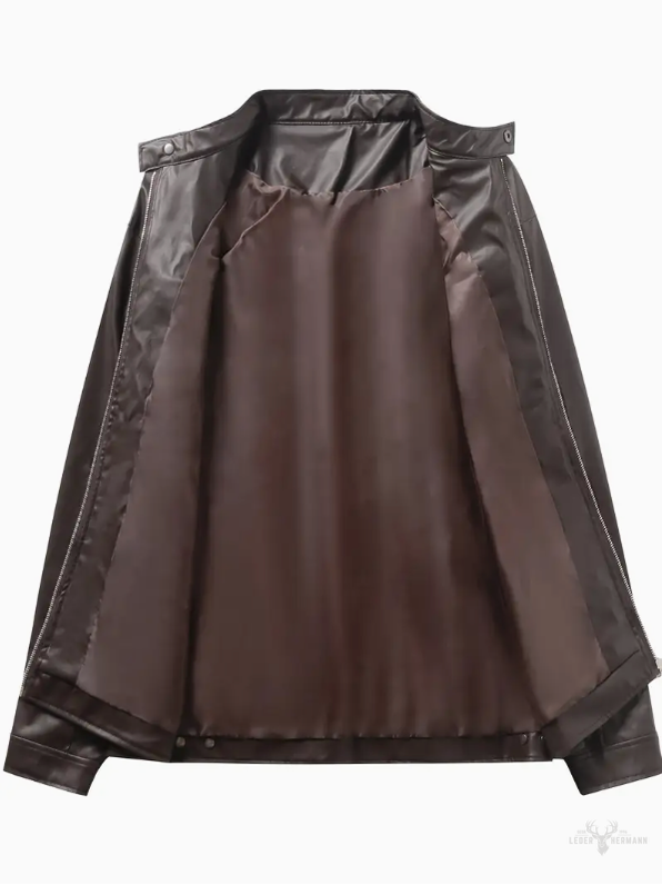Lässige Lederjacke mit Stehkragen
