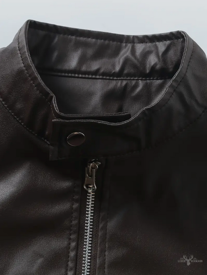 Lässige Lederjacke mit Stehkragen