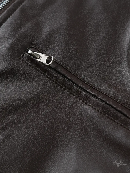 Lässige Lederjacke mit Stehkragen