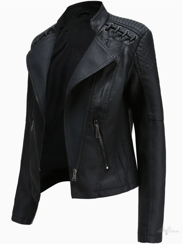 Elegante Damenlederjacke mit Stehkragen