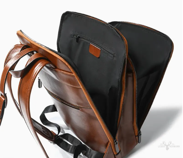 Vintage Reise Leder Rucksack mit Laptop Fach