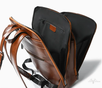 Vintage Reise Leder Rucksack mit Laptop Fach