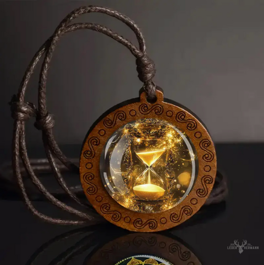 Sanduhr Halskette mit verstellbarerem Echt Lederband