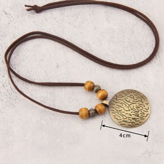 Vintage Damen Halskette mit verstellbarerem Echt Lederband und Perlen