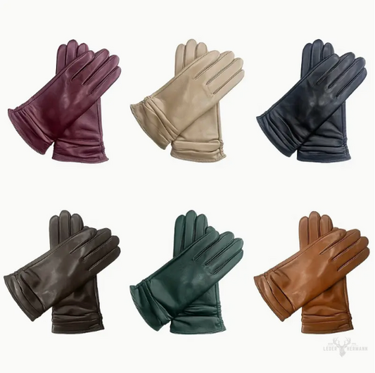 Einfarbige Leder-Handschuhe aus Ziegenleder ( Sehr Warm )