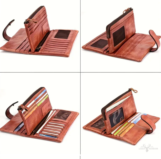 Personalisierte Leder Vintage RFID Echleder Geldbörse
