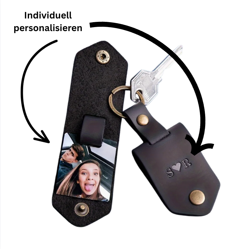 Personalisierter Leder-Foto-Schlüsselanhänger mit Gravur & Foto