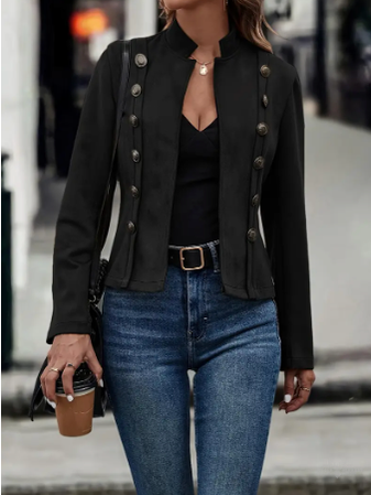 Elegante Doppelreihige Slim-Fit Leder Jacke