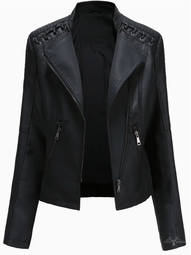 Elegante Damenlederjacke mit Stehkragen