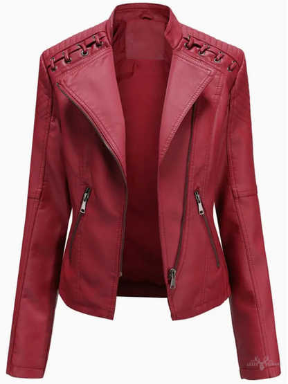 Elegante Damenlederjacke mit Stehkragen