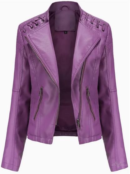 Elegante Damenlederjacke mit Stehkragen