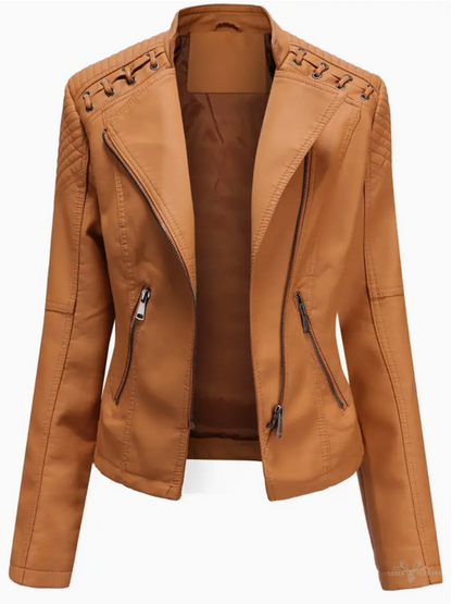Elegante Damenlederjacke mit Stehkragen