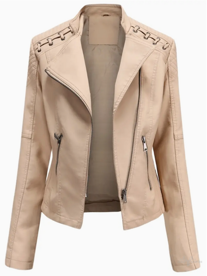 Elegante Damenlederjacke mit Stehkragen