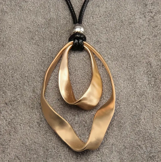 Vintage Damen Halskette mit verstellbarerem Echt Lederband