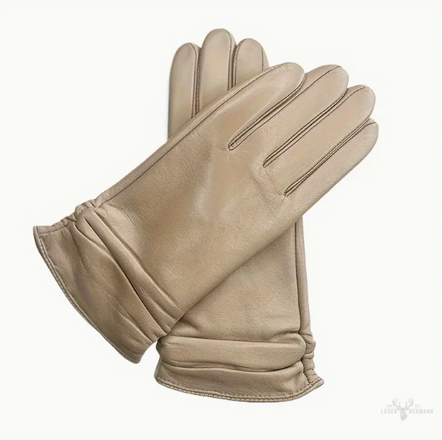 Einfarbige Leder-Handschuhe aus Ziegenleder ( Sehr Warm )