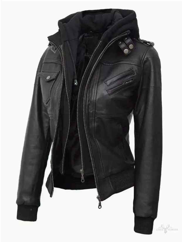 Kaputzen Lederjacke im Freizeit Design für Damen