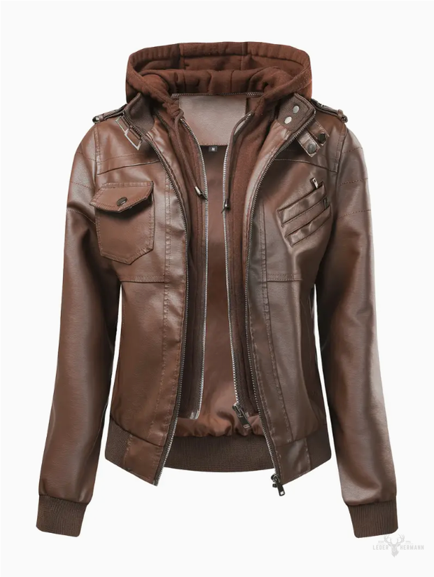 Kaputzen Lederjacke im Freizeit Design für Damen