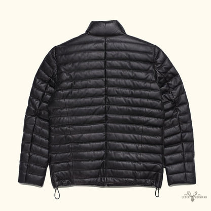 Bridger Leder Daunenjacke – Stilvolle und Warme Schwarze Oberbekleidung