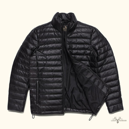 Bridger Leder Daunenjacke – Stilvolle und Warme Schwarze Oberbekleidung
