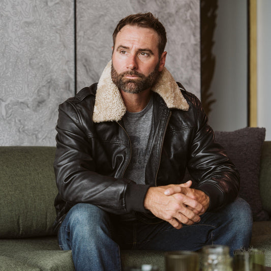 Maverick Leder Bomberjacke | Retro Schwarz