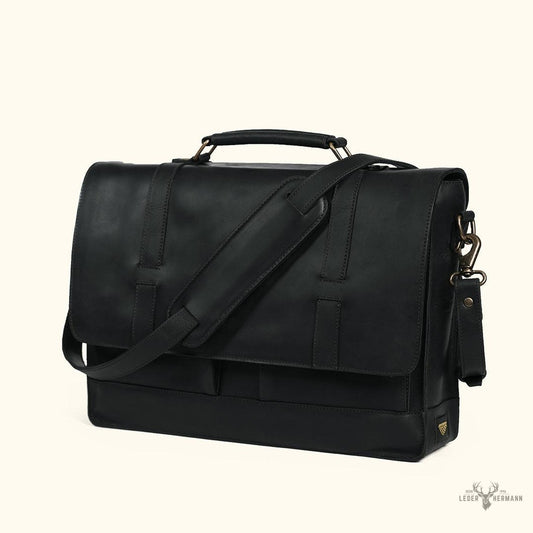 Exklusive Jefferson Leder-Umhängetasche – Elegante schwarze Edition